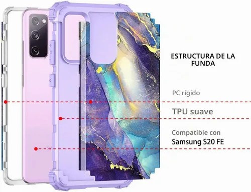 Vista 3 de Rancase Funda para Galaxy S20 FE 5G, Tres Capas de Protección Resistente a Golpes de Servicio Pesado Parachoques de Plástico Duro + Funda Protectora