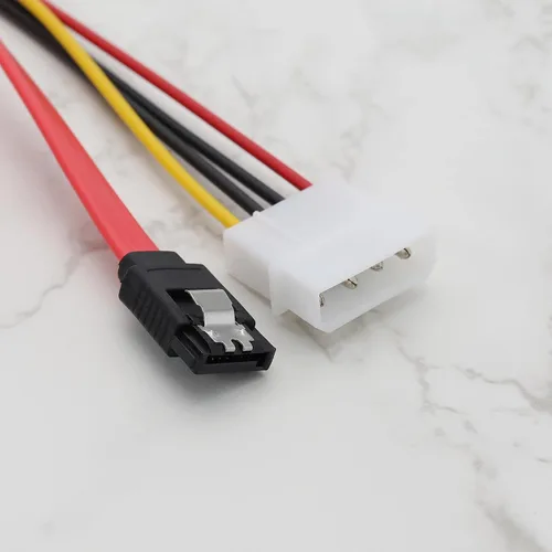 Vista 6 de Cable de alimentación de datos SATA 2 en 1, 22 pines (7+15) SATA macho a hembra de datos y alimentación Combo de cable de extensión Accesorios