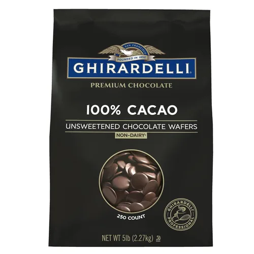 Vista 3 de Ghirardelli Chocolate Company - Obleas 100% de cacao sin azúcar, bolsa de 5 libras (paquete de 1)
