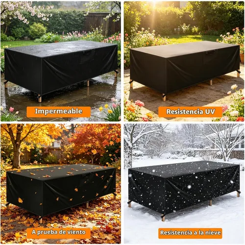 Vista 5 de Fundas impermeables para muebles de patio, 110 pulgadas de largo x 84 pulgadas de ancho x 28 pulgadas de alto, fundas resistentes para muebles