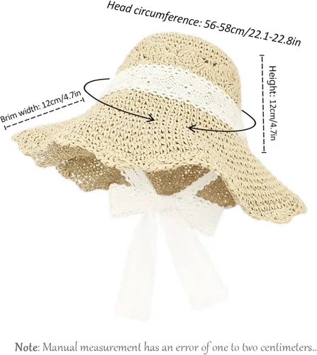 Vista 4 de Sombrero de paja para mujer, sombrero de playa plegable, sombrero de ala ancha
