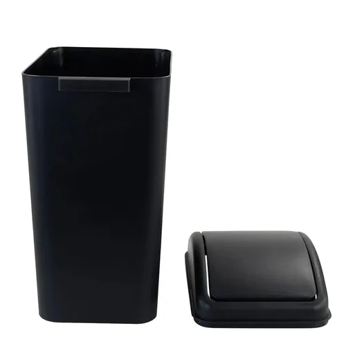 Vista 6 de Cubo de basura de plástico de 4.5 galones, bote de basura con tapa giratoria, color negro