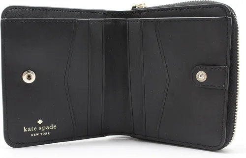 Vista 7 de Kate Spade Staci - Cartera pequeña con cremallera alrededor de color beige cálido, color negro, multicolor