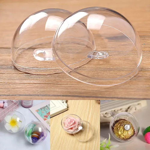 Vista 2 de Paquete de 10 bolas de Navidad transparentes, adornos de árbol de Navidad de 2.4 pulgadas, adornos de bolas rellenables de plástico para decoración