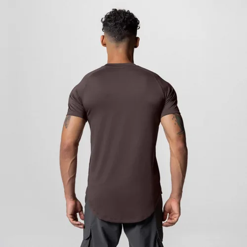 Vista 3 de Morbuy Paquete de 2 camisetas de entrenamiento para hombre de secado rápido Marrón oscuro