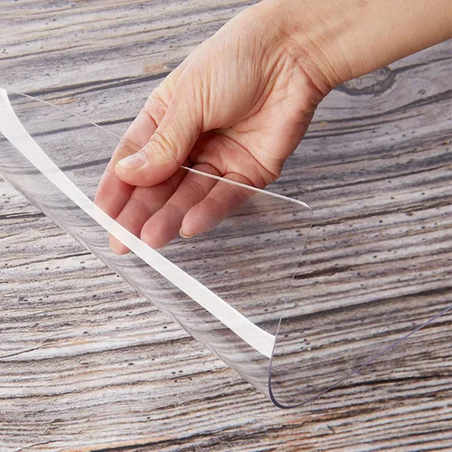 Vista 5 de Protector de mesa, rectangular, impermeable, transparente, protector de mantel, 0.079 in, PVC suave, cristal transparente, borde biselado, para mesa
