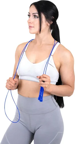 Vista 5 de ProsourceFit Speed Jump Rope 10’ Adjustable Length, Super Fast Turning for Cardio, Boxing Azul