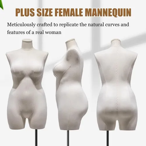 Vista 4 de Vestido de maniquí femenino con rueda universal, forma de vestido de mujer de talla grande para tiendas de ropa al por menor (Torso, L)