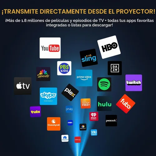Vista 2 de [Aplicaciones integradas] Mini proyector inteligente de corto alcance 4K con WiFi 6 y Bluetooth, proyector de película para exteriores Keystone