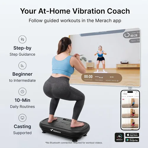 Vista 9 de Merach CV40 Curved Vibration Plate Exercise Machine with 440lbs Capacity Negro