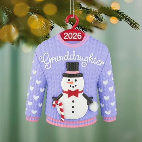 Vista 3 de Hallmark Keepsake Adorno de Navidad (suéter de muñeco de nieve nieta 2026)