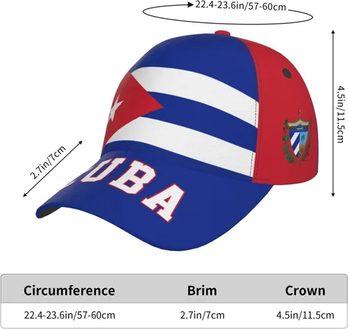 Vista 5 de Gorra de béisbol cubana con la bandera de Cuba, gorra de fútbol con impresión completa para adultos, color negro, Negro