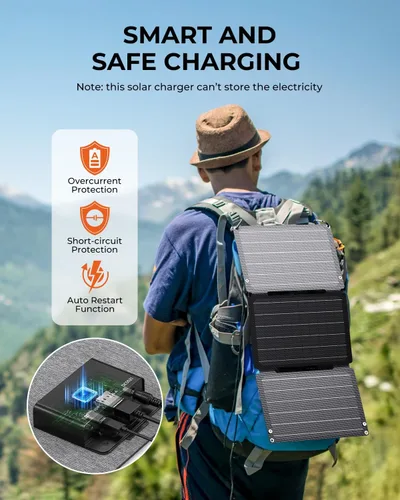 Vista 6 de Cargador de panel solar BigBlue de 30 W [Actualizado] con carga rápida USB-A y USB-C, puertos DC, SolarPowa 30 panel solar portátil, resistente al