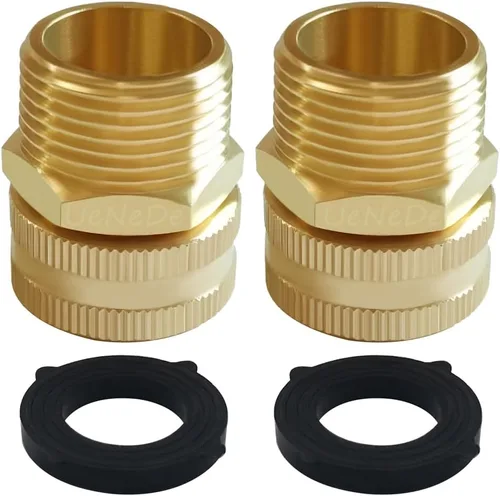 Vista 16 de Uenede Latón 3/4 "GHT hembra a 1/2" NPT hembra conector de manguera de jardín, 2PCS