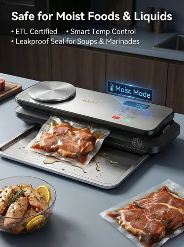 Vista 5 de Sellador al vacío para alimentos, potente máquina selladora al vacío de 90 kPA con báscula digital de cocina, sellador al vacío de alimentos 12 en 1