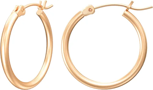 Vista 27 de Aretes de aro de oro para mujer chapados en oro real de 14 quilates con poste de plata de ley 925 Dorado