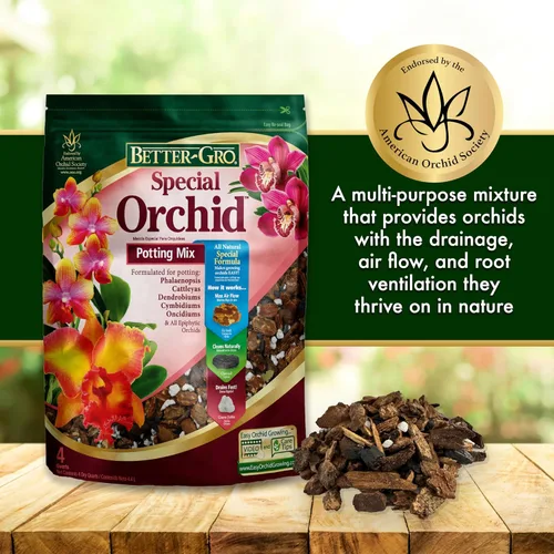 Vista 4 de Better-Gro Mezcla especial de orquídeas – Mezcla para macetas de corteza de orquídeas de primera calidad para macetas, trasplantes, drenaje