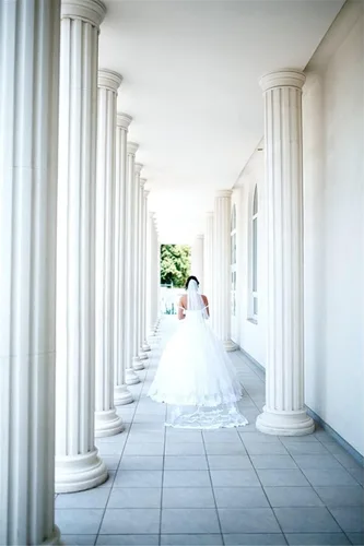 Vista 4 de Velo de boda de una sola capa Lianshi velo de novia bordado de encaje suministros de novia 9.8ft, Blanco