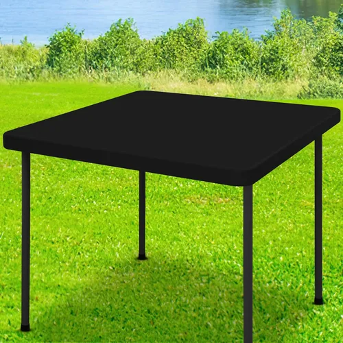 Vista 46 de Moosfor Mantel rectangular de elastano de 4 pies, manteles elásticos ajustables para pícnic, funda elástica y lavable para mesa de patio para Azul