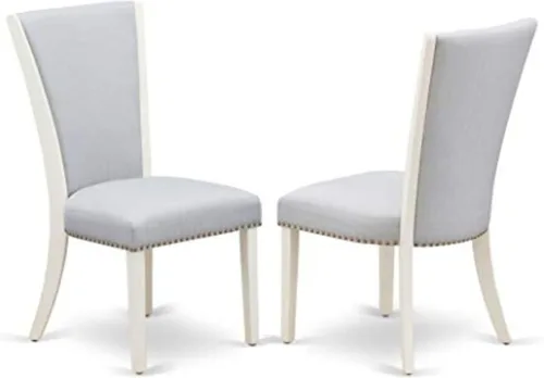 Vista 12 de East West Furniture VEP2T15 Verona Parson - Juego de 2 sillas de comedor acolchadas de tela de lino azul bebé con ribete de cabeza de clavo