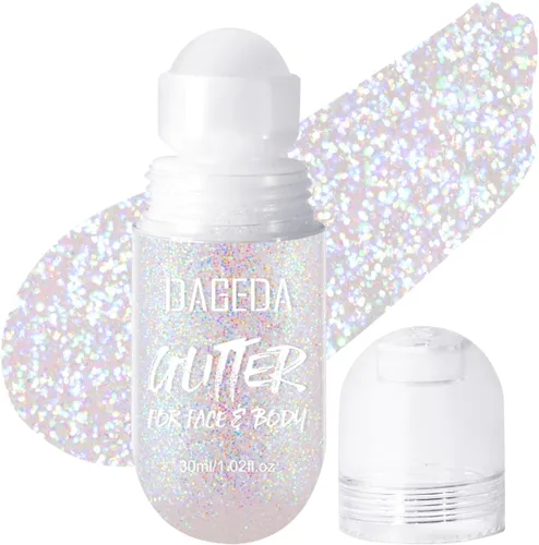 Vista 11 de DAGEDA Gel de purpurina corporal, purpurina facial enrollable para maquillaje de sirena, accesorios para festivales, rave, gel holográfico