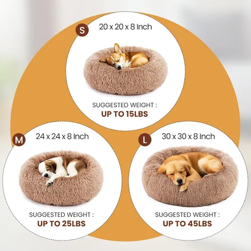 Vista 6 de DUMOS Cama para perro con forma de dona, lavable con funda extraíble, cama impermeable para mascotas para perros de tamaño pequeño, cama de espuma