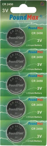 Vista 4 de PoundMax CR 2450 Baterías de litio, tipo botón de 3 V, paquete combinado - 5