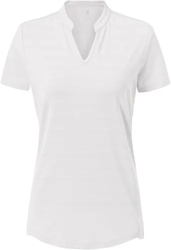 Vista 110 de Gopune Polo de golf con cuello en V para mujer, sin cuello, manga corta, ligera, de secado rápido, camisetas de tenis para correr