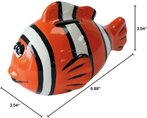 Vista 2 de Crockery Critters - Banco de dinero de pez payaso de Deluxebase. Hucha de cerámica de pez payaso. Bonita caja de ahorro de criaturas oceánicas