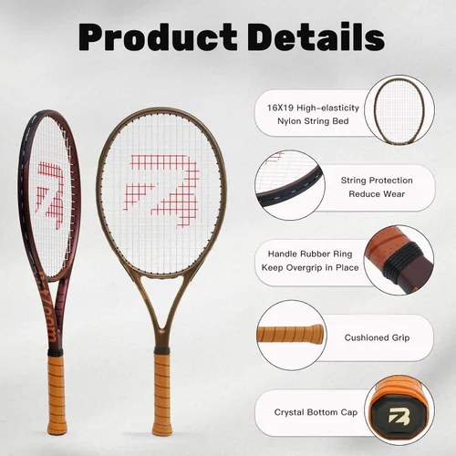 Vista 6 de BatZoom Tennis Racket for Beginners & Adults - Lightweight Graphite Racquet with Comfortable Grip Shock Reduction Technology Includes Carrying