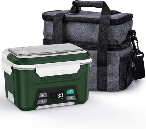 Vista 9 de EAST OAK Fiambrera eléctrica inalámbrica para adultos, lonchera calentada a pilas con calefacción automática, calentador de alimentos portátil