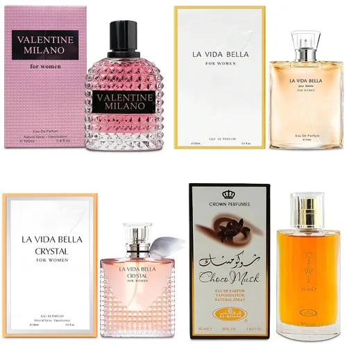 Vista 14 de AFLUXE Top Sales 4 Pieza Set de Perfume para Mujer Combo Eau de Parfum Spray Natural, Fragancia Duradera para Mujeres Kiara Mango Punch & Sarah Pink