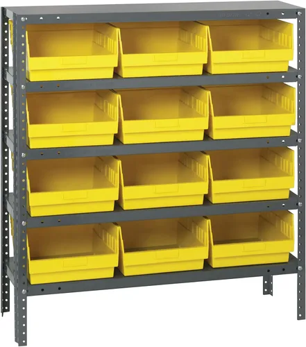 Vista 173 de Quantum QSBU-245BK Heavy Duty Shelving Unit with (7) Shelves and (24) QUS245 Black Bins for Garage Warehouse Storage Distribution 400 lb Load