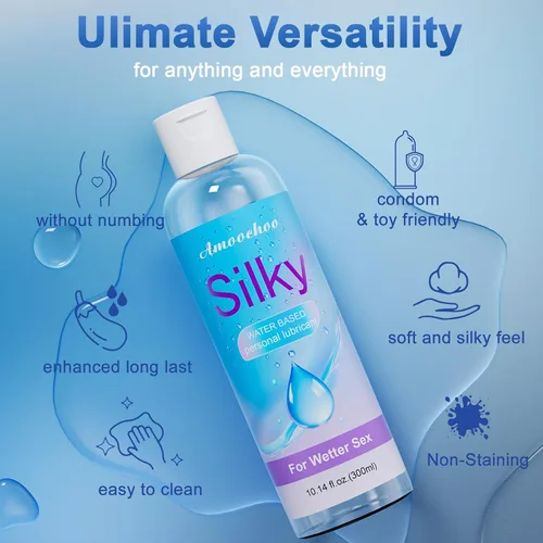 Vista 4 de Amoochoo Lubricante líquido a base de agua, lubricante sexual de larga duración para hombres, mujeres y parejas, seguro para juguetes, no mancha