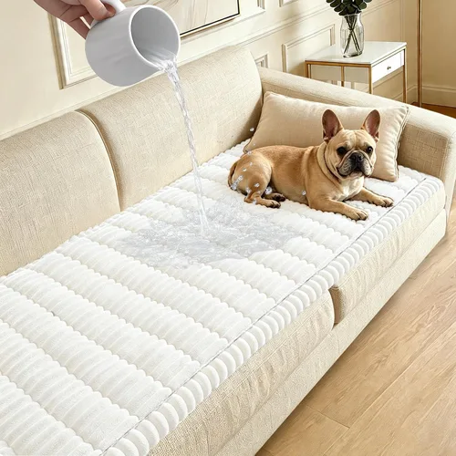Vista 17 de Funda para sofá para perros lavable, fundas para sofá de 3 cojines no deslizantes, duraderas y peludas, funda para sofá apta para mascotas
