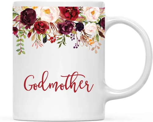 Vista 27 de Andaz Press Taza de té de cerámica para el día de la madre, regalo de 9.5 fl oz, otoño, marsala, flores burdeos, rosas, flores, tía, 1 paquete