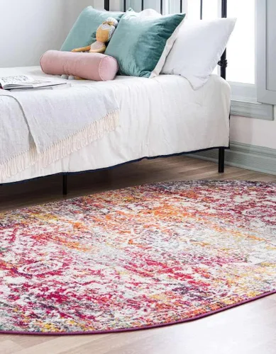 Vista 4 de Unique Loom Richmond Collection - Alfombra de área con medallón (7 pies 1 pulgada x 10 pies, ovalada, multicolor y negro)