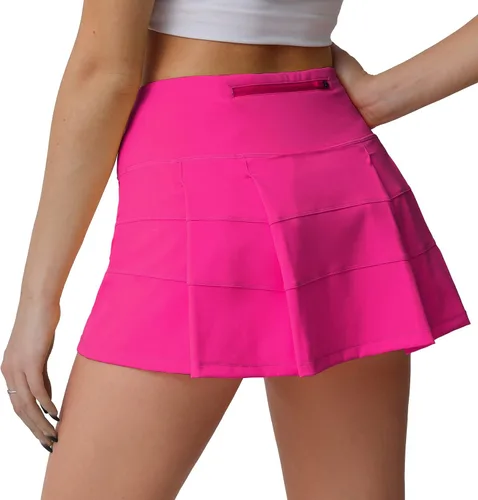 Vista 4 de Husnainna Falda de Tenis Plisada de Cintura Alta con Bolsillos Falda Pantalón Atlética de Golf para Mujeres Entrenamiento Casual con Shorts