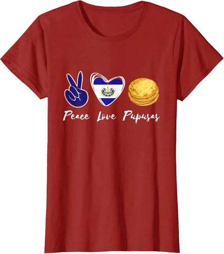 Vista 74 de Pupusas Lover Love Peace El Salvadaor Camiseta Comida Salvadoreña