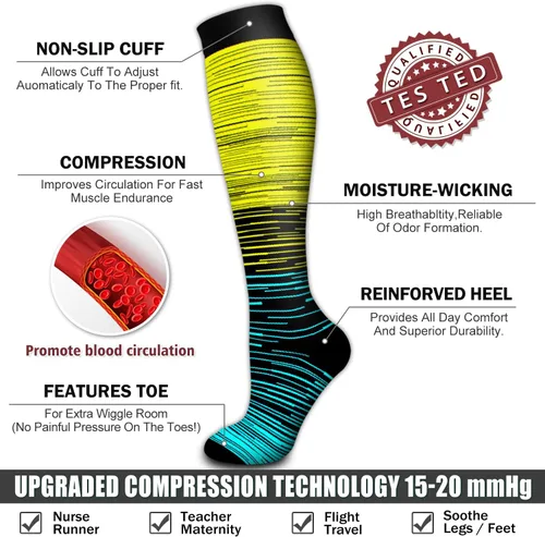 Vista 5 de Bluemaple Paquete de 6 calcetines de compresión de cobre para mujeres y hombres, el mejor apoyo para médicos, correr, enfermería, atletismo