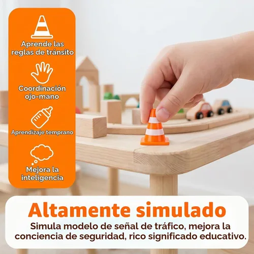 Vista 4 de 30 piezas de conos de tráfico mini, conos mini de 1 pulgada naranja pequeños para señalización de bloqueo de carretera en construcción, juguetes