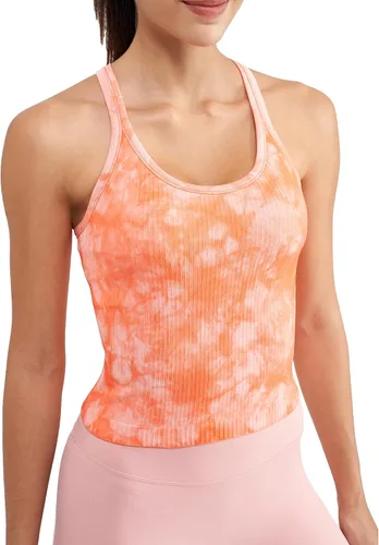 Vista 45 de sphinx cat - Camiseta corta de entrenamiento para mujer, camiseta sin mangas, acanalada, con espalda cruzada y brasier integrado
