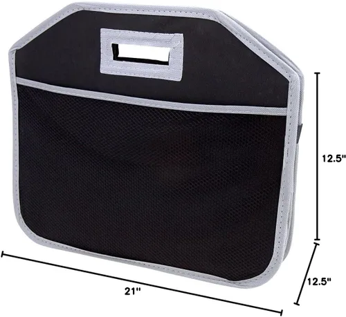 Vista 5 de USA CASH AND CARRY - Organizador de maletero plano plegable 2 en 1, juego de 2 piezas para coche, SUV, camión, color negro PrimeTrendz