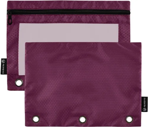 Vista 17 de Estuche negro de 3 anillas para lápices, paquete de 2 unidades, impermeable, de plástico transparente, con cremallera, organizador de documentos