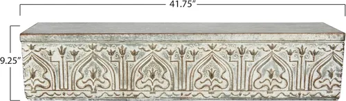 Vista 3 de Creative Co-Op Estante decorativo de pared de metal blanco y gris, zinc