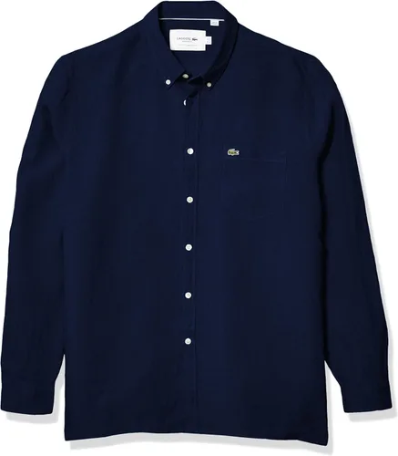 Vista 9 de Lacoste Camisa casual de lino con botones para hombre azul (Rill Light Blue)