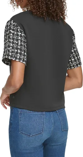 Vista 4 de Karl Lagerfeld Paris Top corto con detalle de tweed para mujer