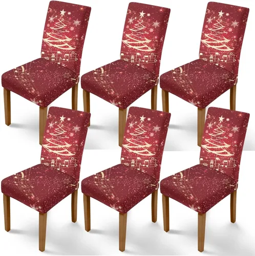 Vista 47 de Rnyleeg Juego de 1 fundas navideñas para sillas de comedor, color azul oscuro, fundas protectoras extraíbles y lavables para sillas de cocina
