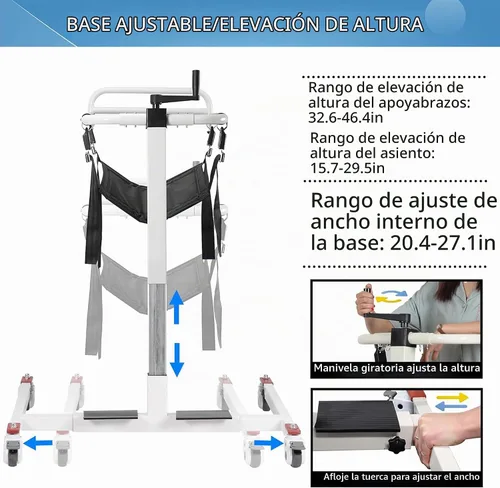 Vista 3 de Silla de transferencia elevadora para pacientes, ayuda de elevación portátil para ancianos/discapacitados, silla de transporte de cómoda de cabecera
