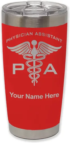 Vista 27 de LaserGram Vaso aislado al vacío de 20 onzas, asistente médico PA, grabado personalizado incluido (negro)